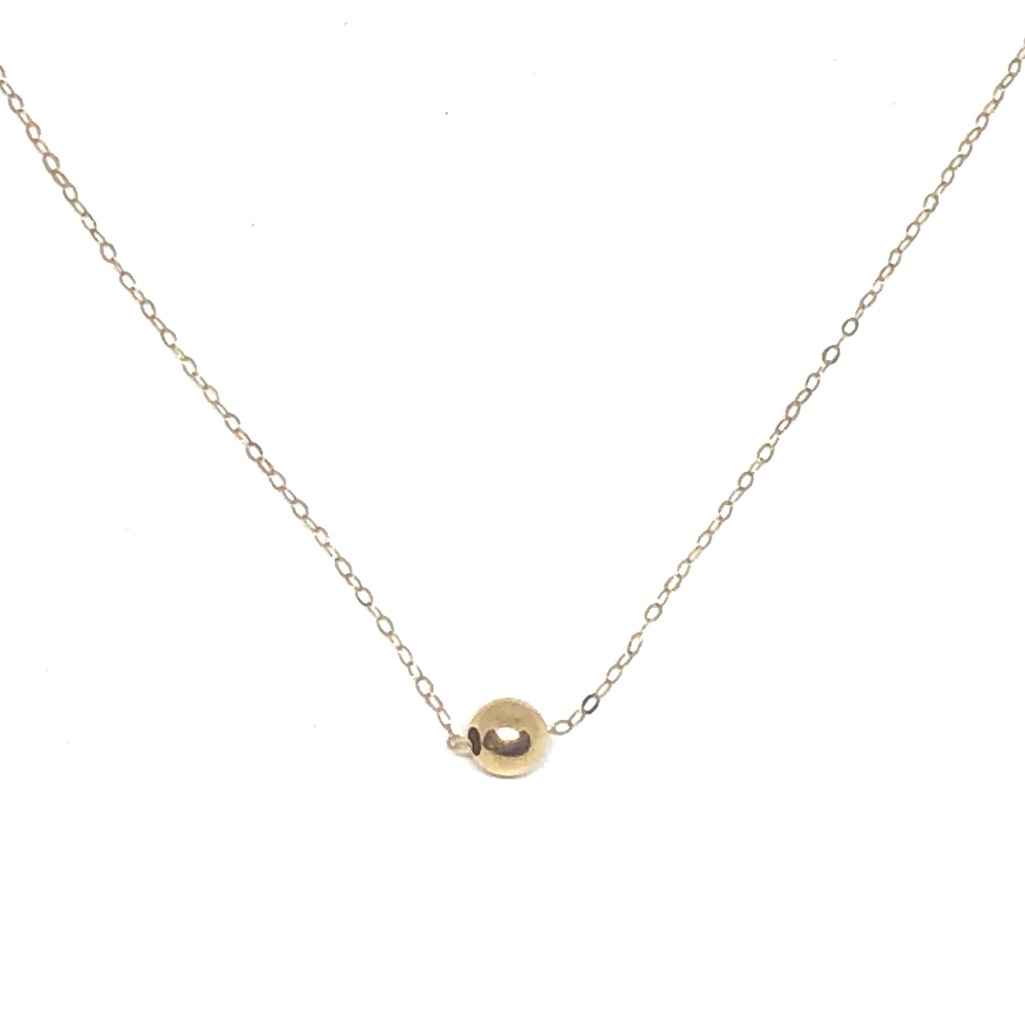 Solid 18k Gold Bead Pendant Chain Necklace